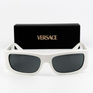 NEW Versace VE4482 314/87 White Dark Grey Rectangular Unisex Sunglasses